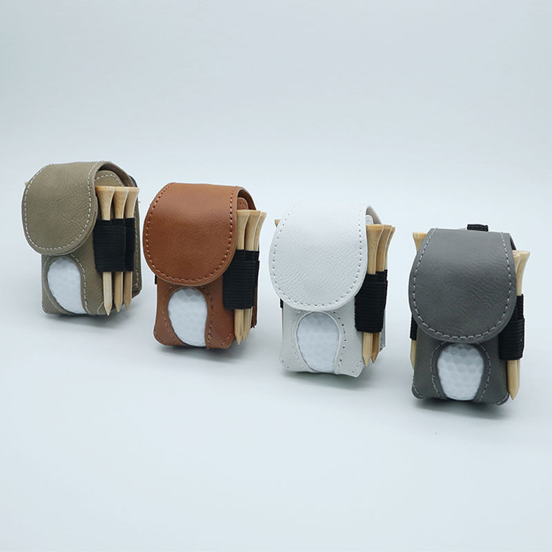 Laserable Leatherette Golf Ball Holder na may 5 Wooden Tee