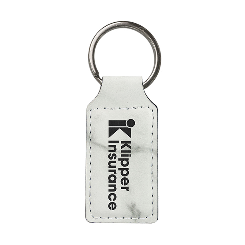 Laserable Leatherette Rectangle Keychain