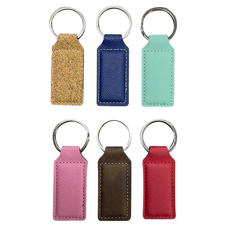 Laserable Leatherette Rectangle Keychain na may Oiled Edge Laserable Leatherette Rectangle Keychain na may Oiled Edge