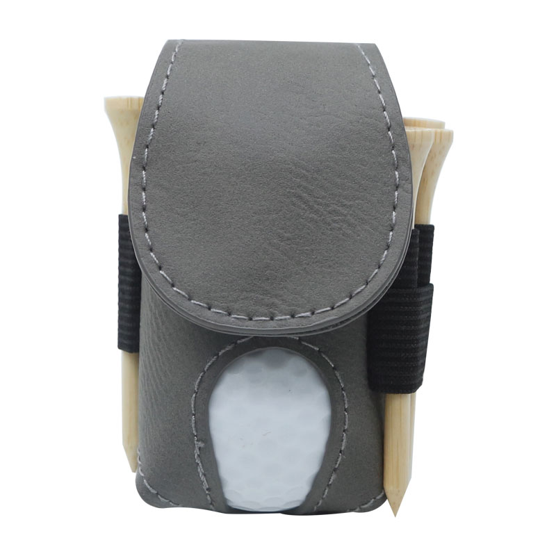 Laserable Leatherette Golf Ball Holder na may 5 Wooden Tee