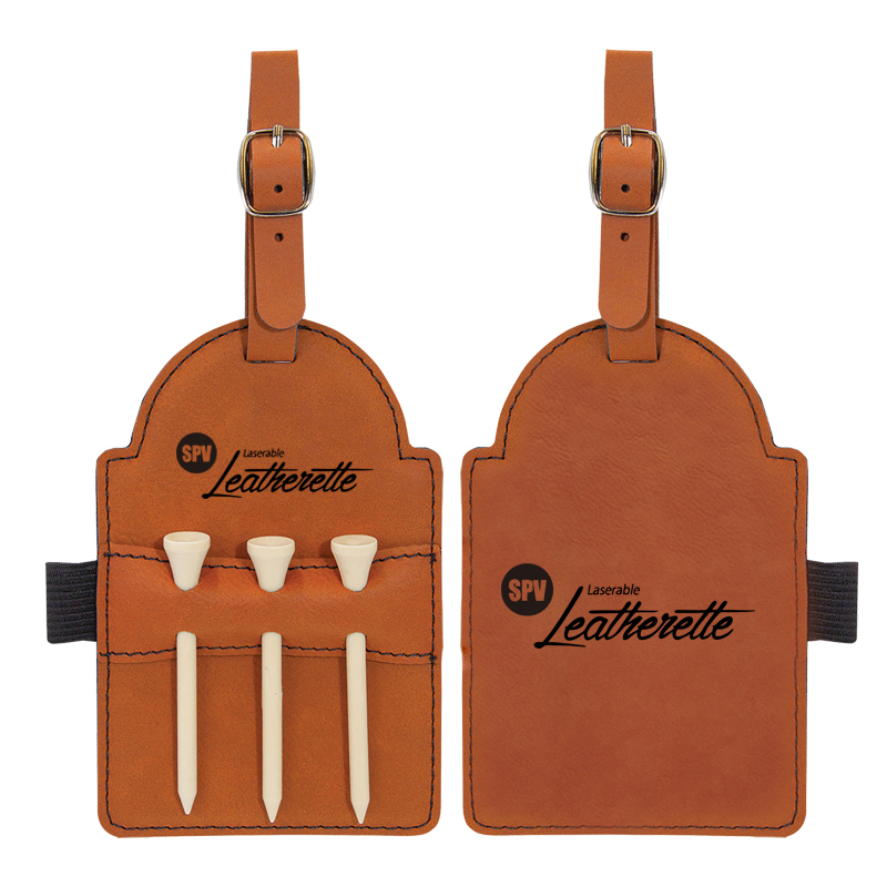 Laserable Leatherette Golf Bag Tag na may Tees