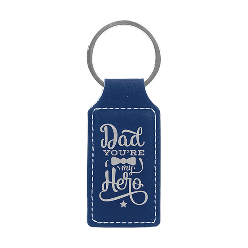 Laserable Leatherette Rectangle Keychain