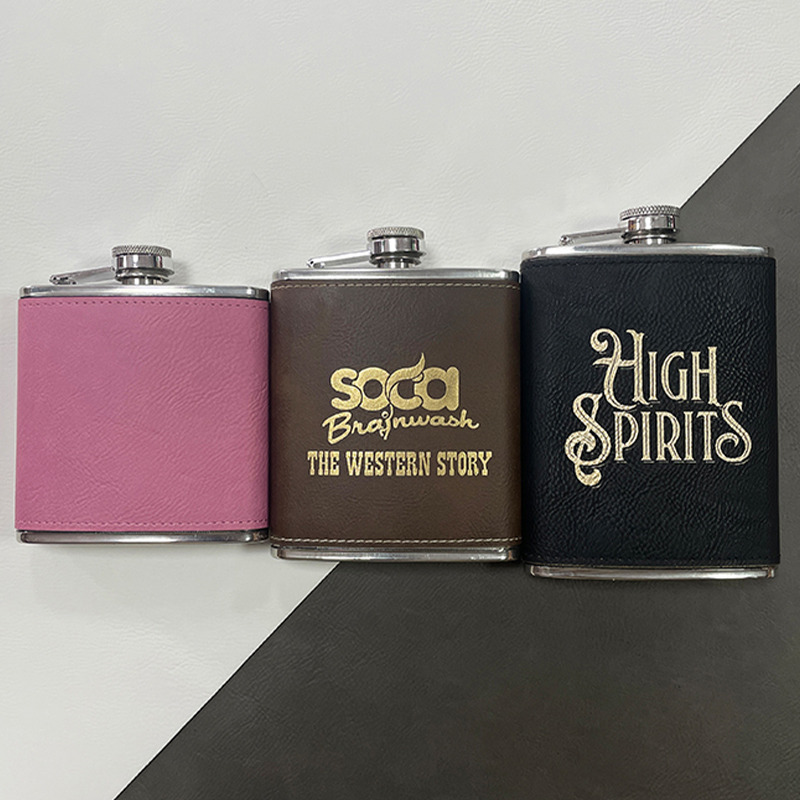 Laserable Leatherette Flasks