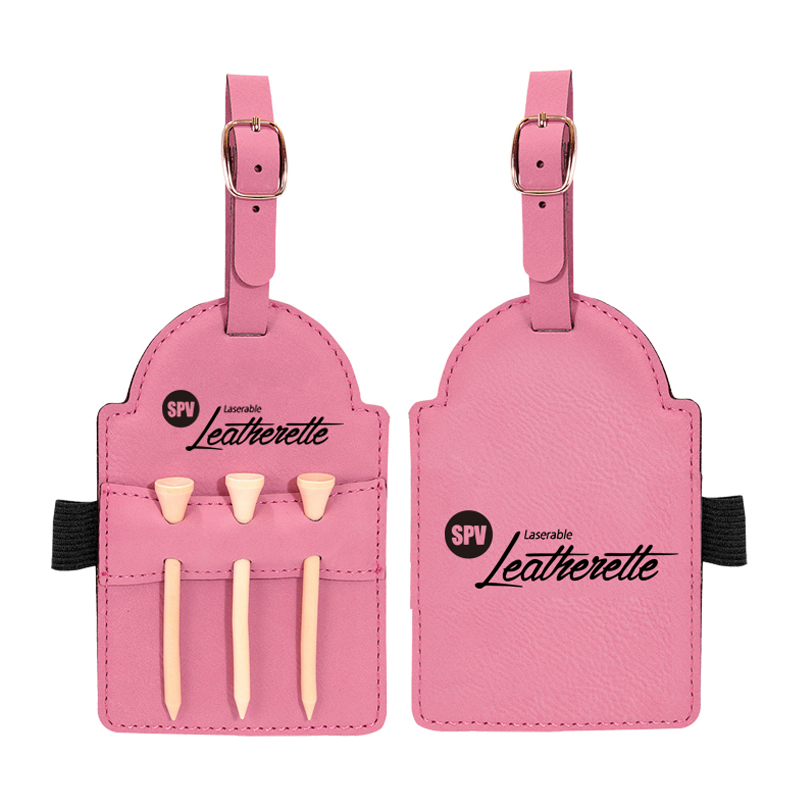 Laserable Leatherette Golf Bag Tag na may Tees