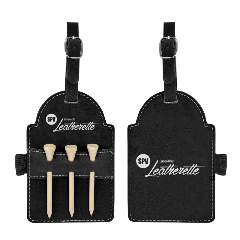 Laserable Leatherette Golf Bag Tag na may Tees