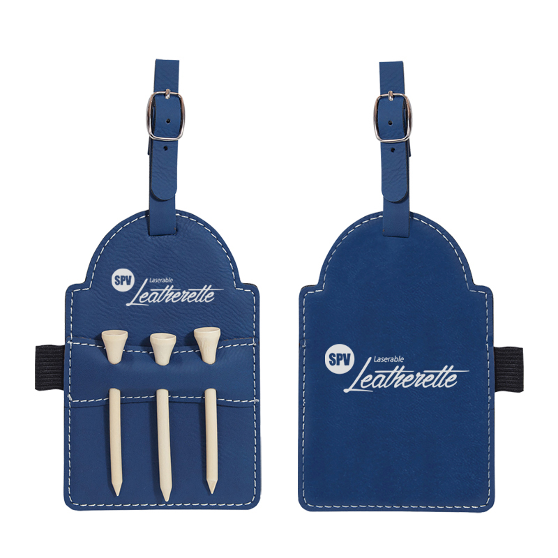 Laserable Leatherette Golf Bag Tag na may Tees