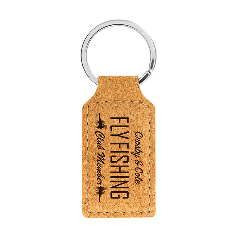 Laserable Leatherette Rectangle Keychain