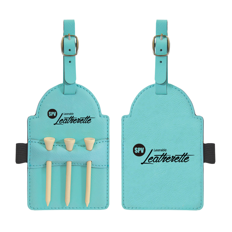 Laserable Leatherette Golf Bag Tag na may Tees