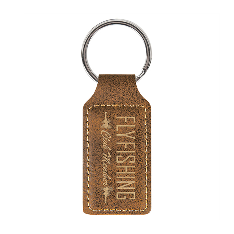 Laserable Leatherette Rectangle Keychain