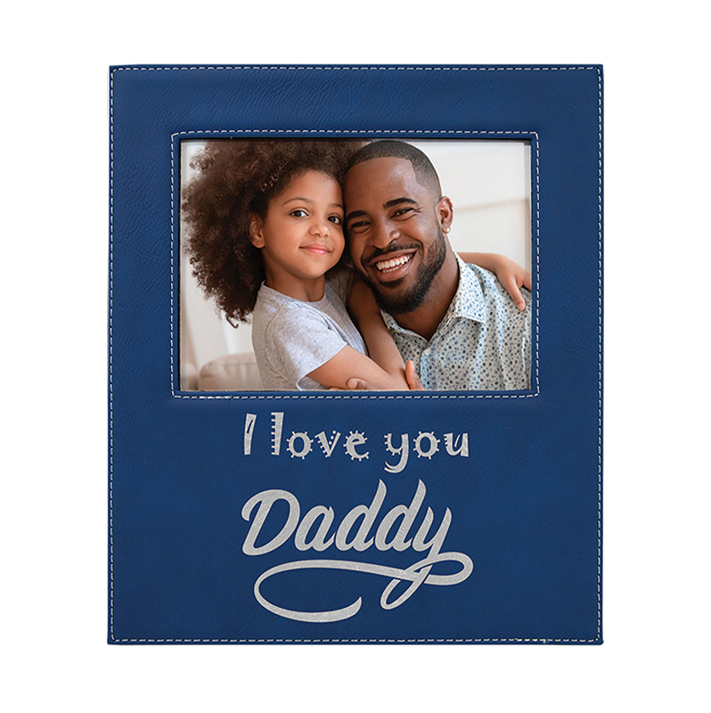 5' x 7' Leatherette Photo Frame na may 4 1/4' x 8 7/8' Engraving Area