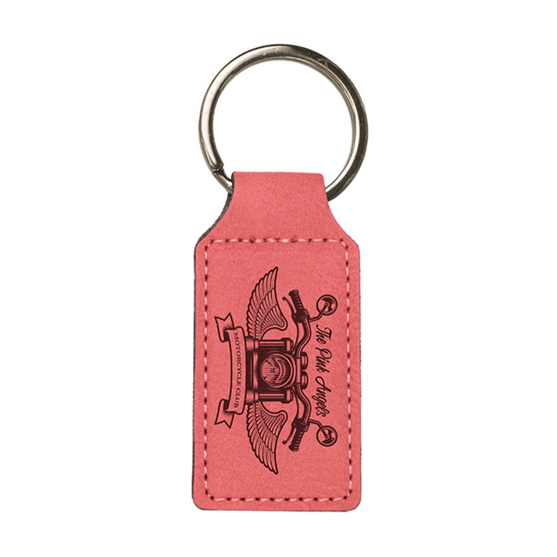 Laserable Leatherette Rectangle Keychain