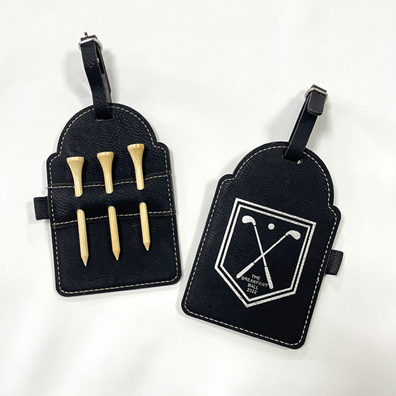 Laserable Leatherette Golf Bag Tag na may Tees