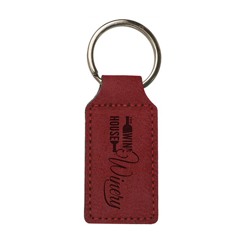 Laserable Leatherette Rectangle Keychain