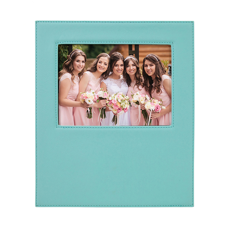 5' x 7' Leatherette Photo Frame na may 4 1/4' x 8 7/8' Engraving Area