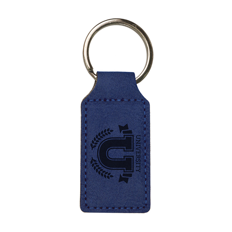 Laserable Leatherette Rectangle Keychain