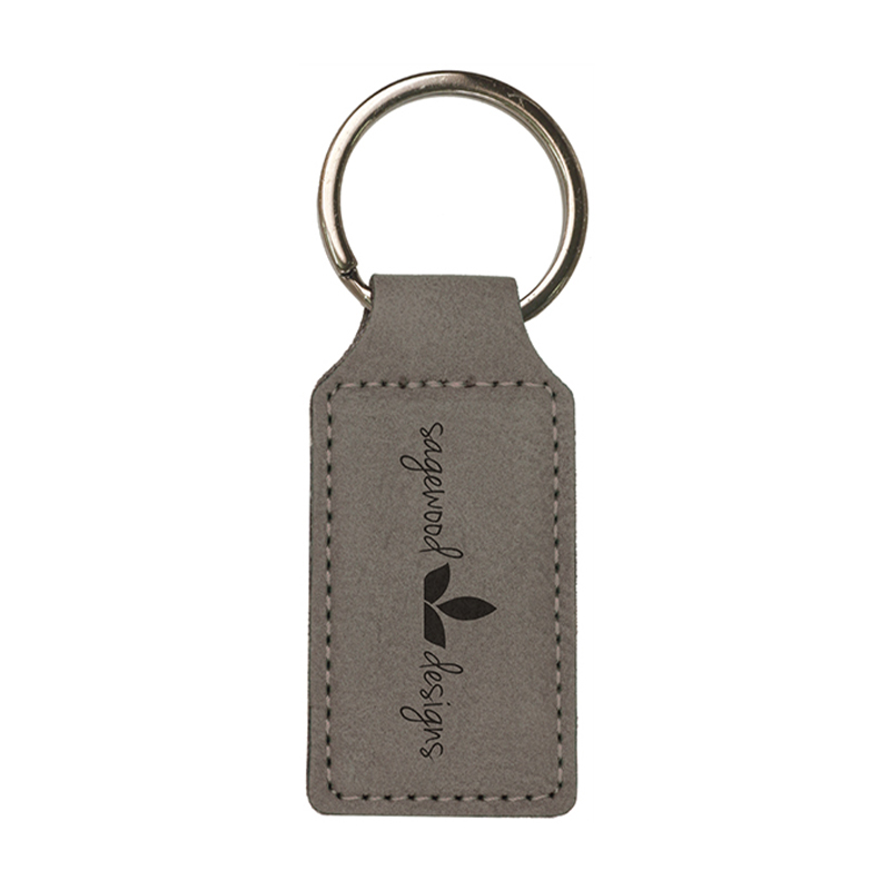 Laserable Leatherette Rectangle Keychain