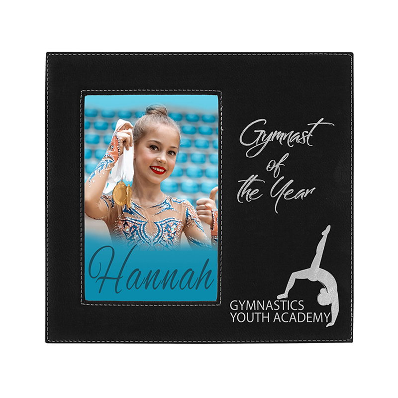5' x 7' Leatherette Photo Frame na may 4 1/4' x 8 7/8' Engraving Area