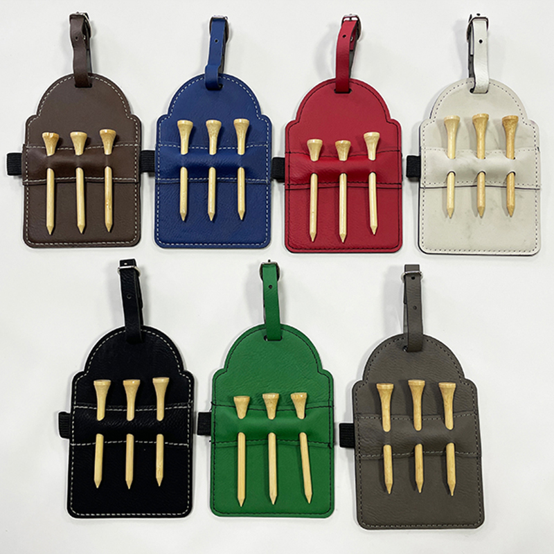 Laserable Leatherette Golf Bag Tag na may Tees