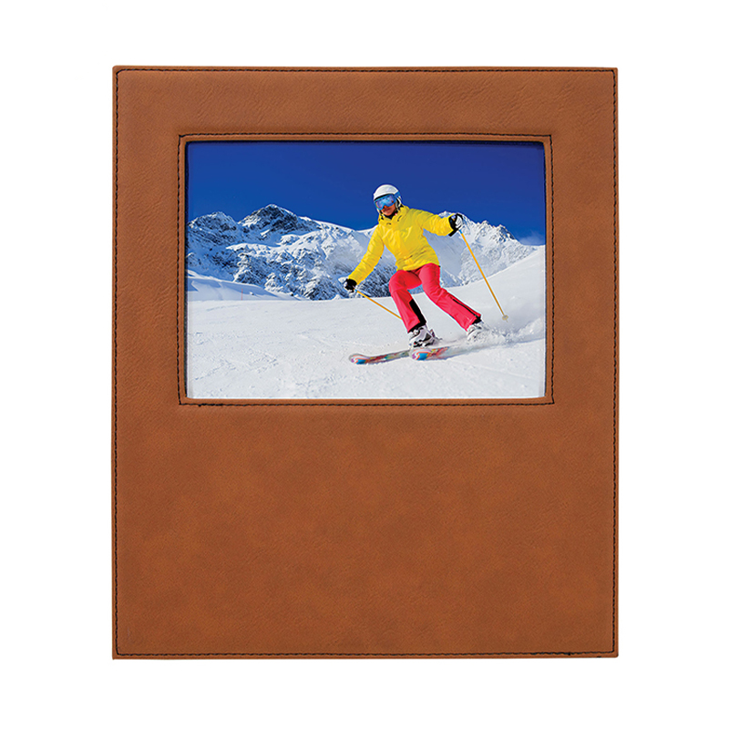 5' x 7' Leatherette Photo Frame na may 4 1/4' x 8 7/8' Engraving Area