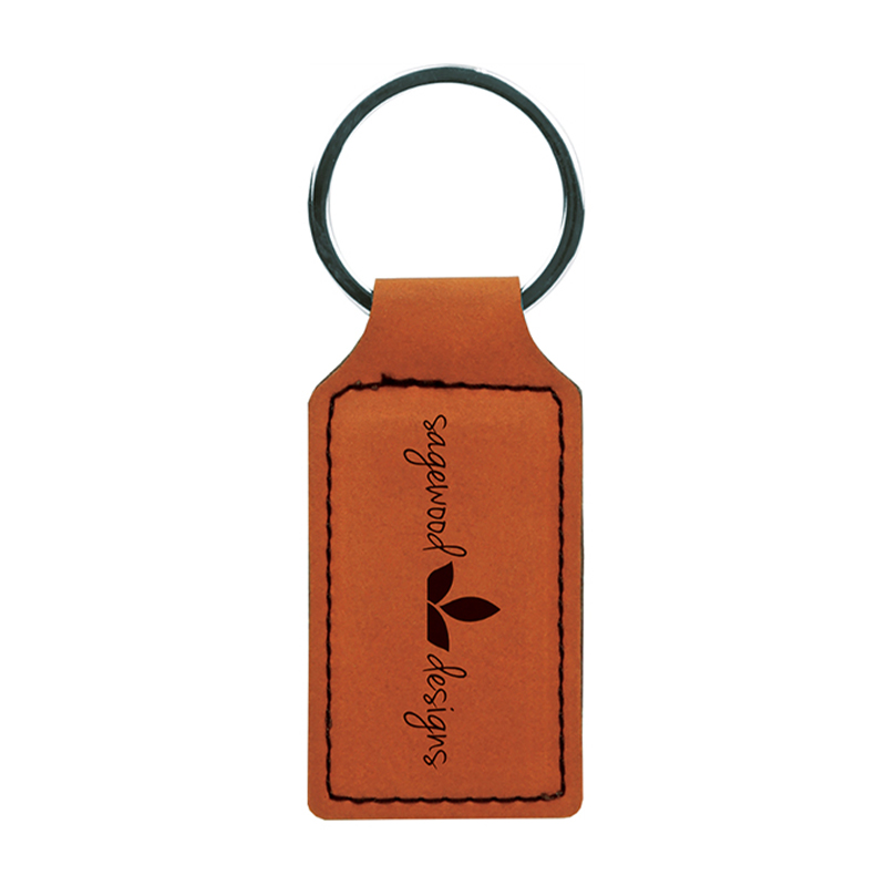 Laserable Leatherette Rectangle Keychain