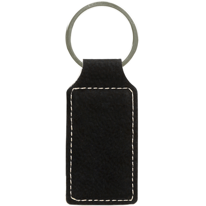 Laserable Leatherette Rectangle Keychain