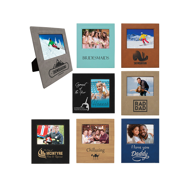 4' x 6' Leatherette Photo Frame na may 4 1/4' x 7 7/8' Engraving Area