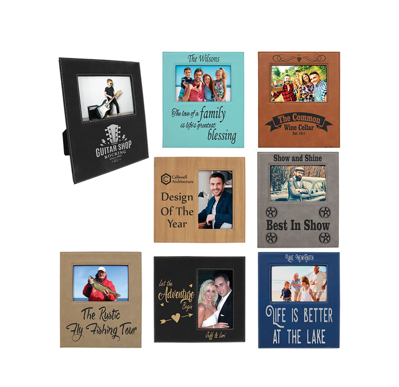 4' x 6' Leatherette Photo Frame na may 4 1/4' x 7 7/8' Engraving Area