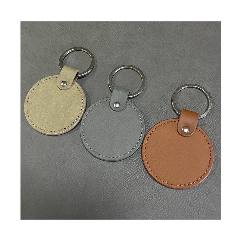 Laserable Leatherette Round Keychain na may Oiled Edge Laserable Leatherette Round Keychain na may Oiled Edge