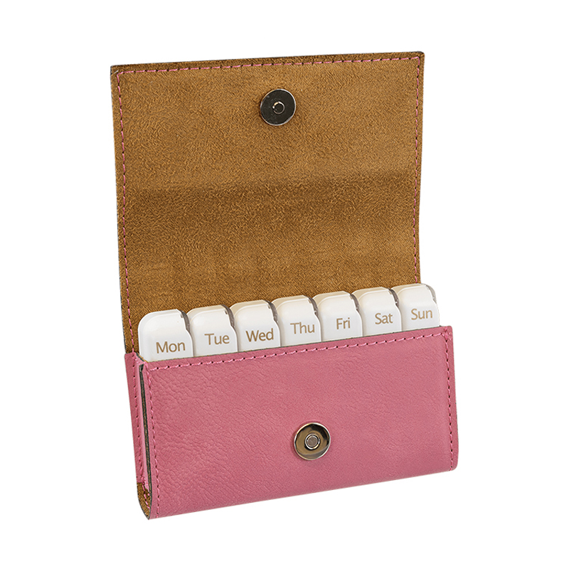9 3/4' x 2 1/2' Laserable Leatherette Pill Box