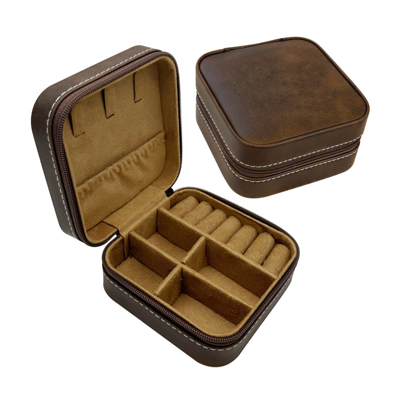 4×4 Laserable Leatherette Travel Jewelry Box na may Itim na Lining 4×4 Laserable Leatherette Travel Jewelry Box na may Itim na Lining
