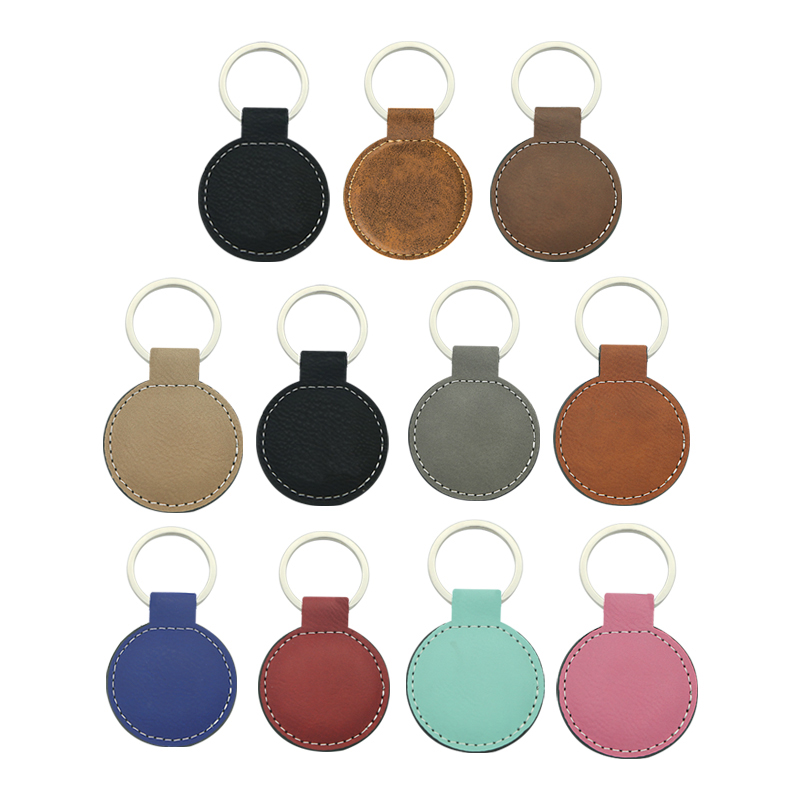 Laserable Leatherette Round Keychain Laserable Leatherette Round Keychain