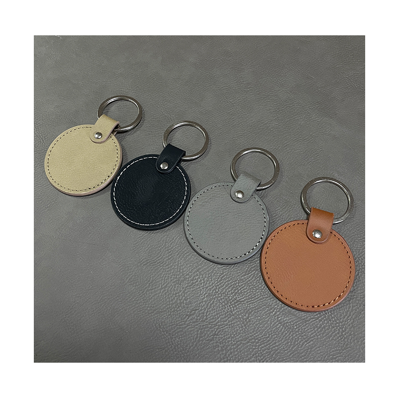Laserable Leatherette Round Keychain na may Oiled Edge Laserable Leatherette Round Keychain na may Oiled Edge