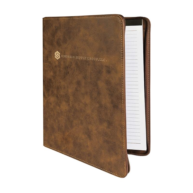 9 1/2' × 12' Leatherette Portfolio na may zipper