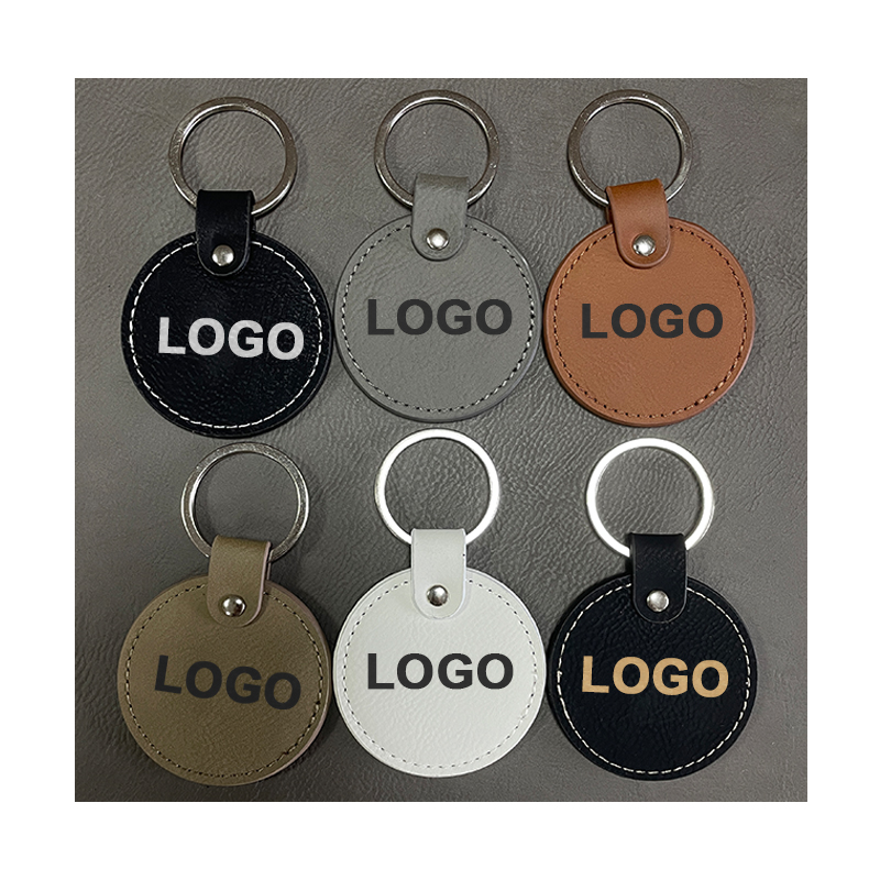 Laserable Leatherette Round Keychain na may Oiled Edge Laserable Leatherette Round Keychain na may Oiled Edge