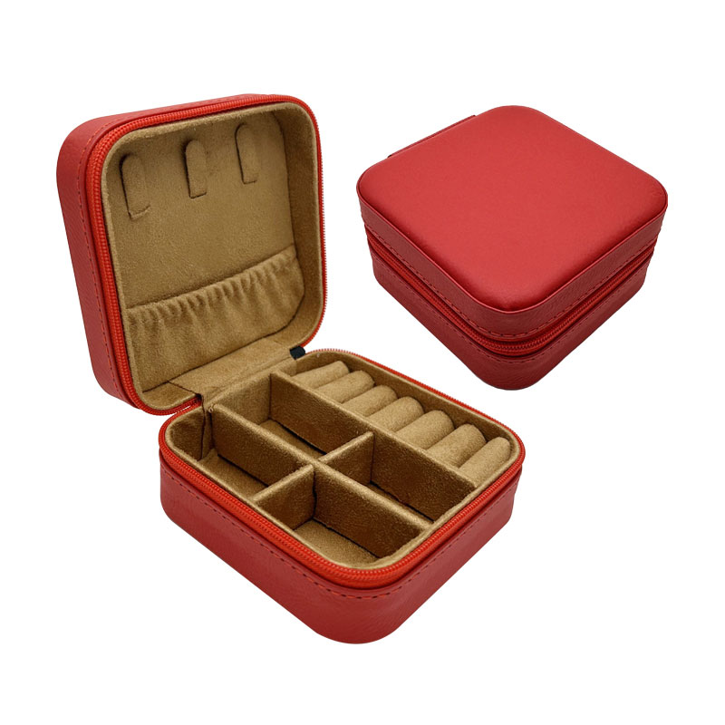 4×4 Laserable Leatherette Travel Jewelry Box na may Tan Lining