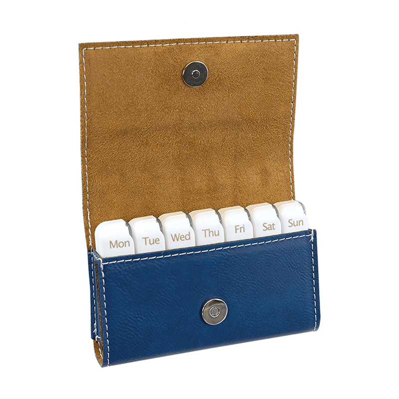 9 3/4' x 2 1/2' Laserable Leatherette Pill Box
