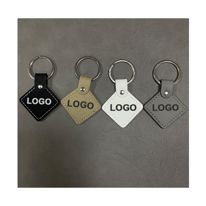 Laserable Leatherette Square Keychain na may Oiled Edge Laserable Leatherette Square Keychain na may Oiled Edge