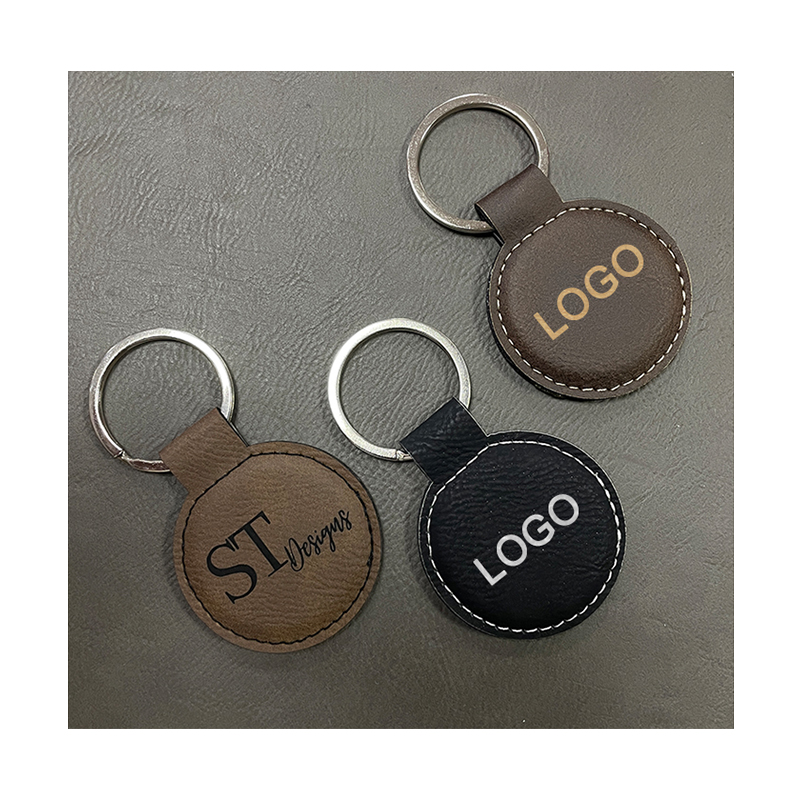 Laserable Leatherette Round Keychain na may Oiled Edge Laserable Leatherette Round Keychain na may Oiled Edge