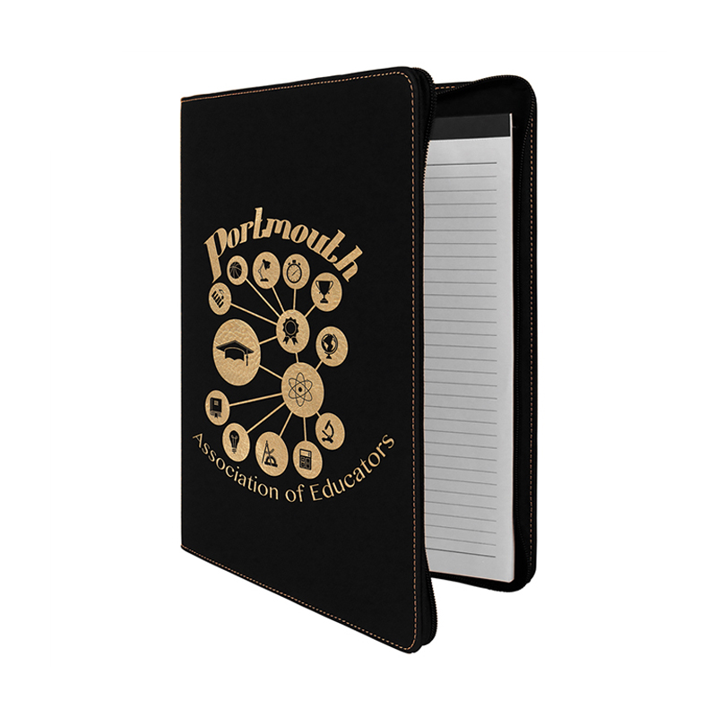 9 1/2' × 12' Leatherette Portfolio na may zipper