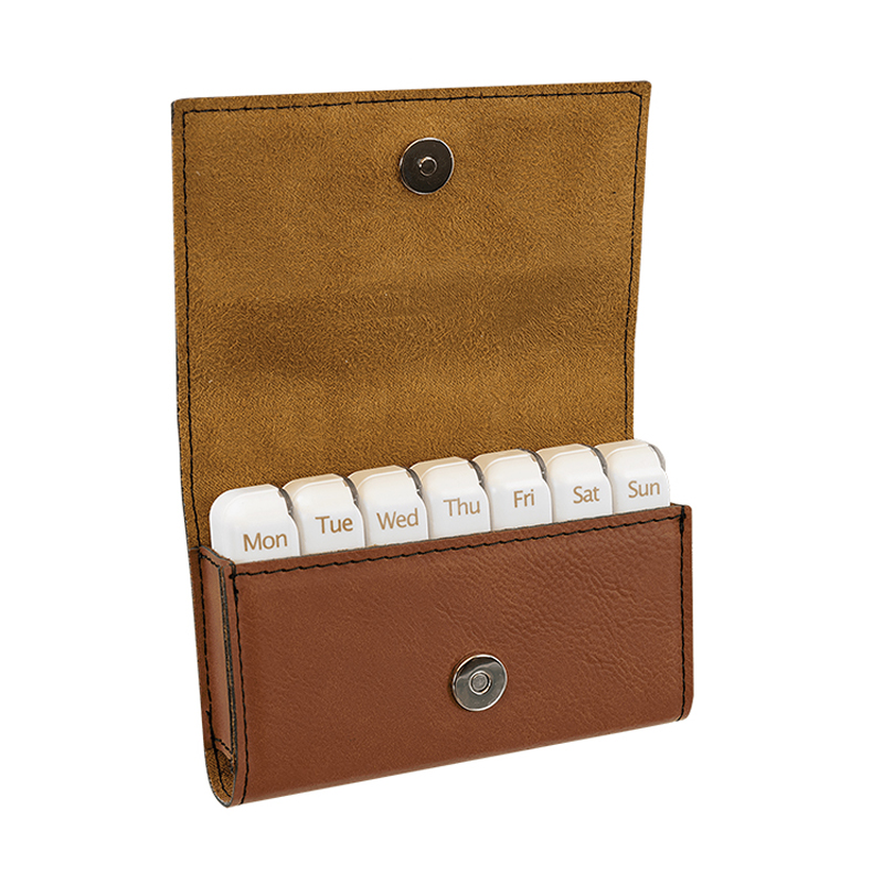 9 3/4' x 2 1/2' Laserable Leatherette Pill Box
