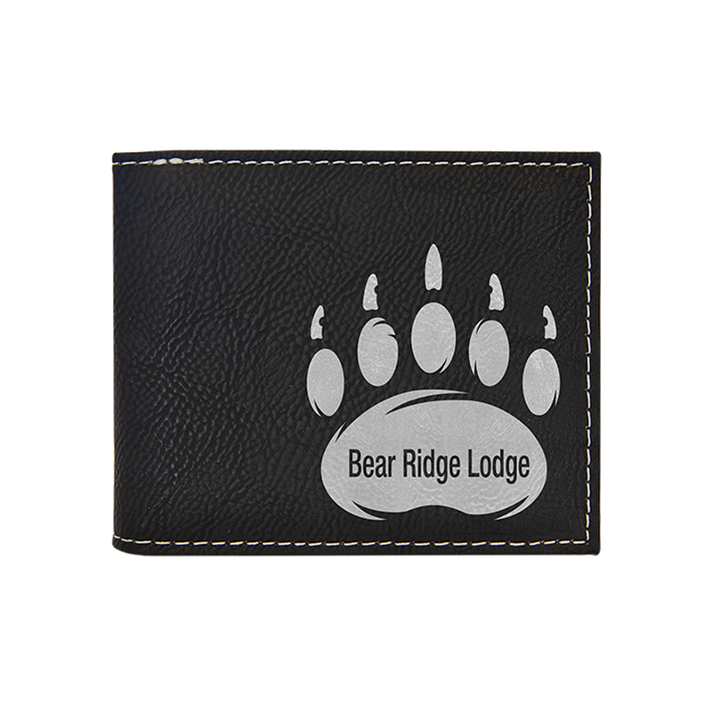 Laserable Leatherette Bi-Fold Wallet w/Flip ID Display