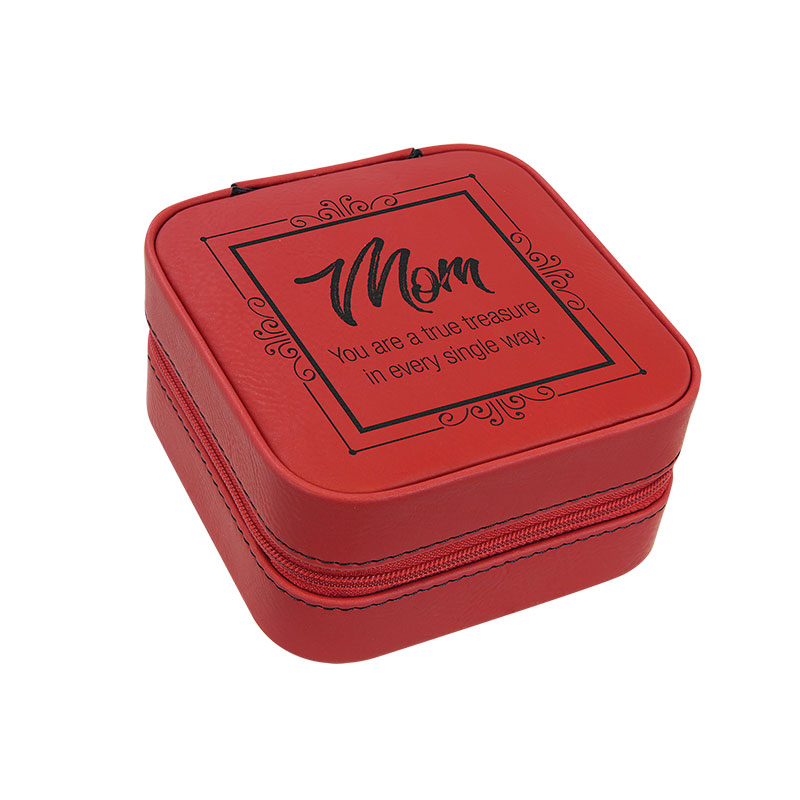 4×4 Laserable Leatherette Travel Jewelry Box na may Itim na Lining 4×4 Laserable Leatherette Travel Jewelry Box na may Itim na Lining