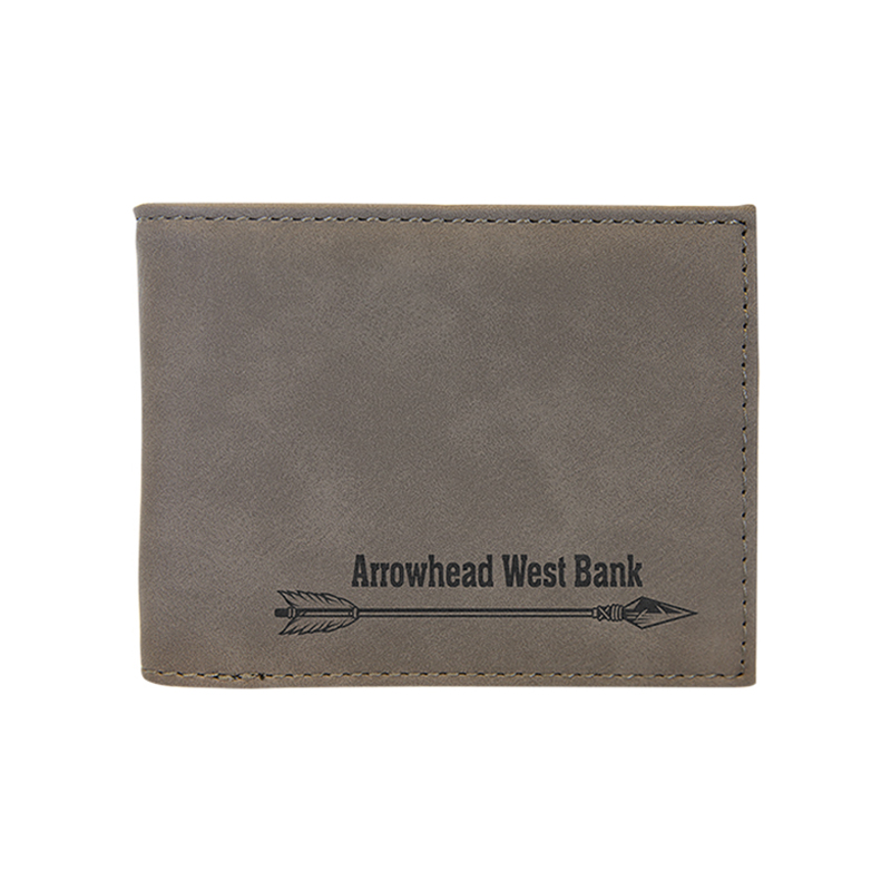 Laserable Leatherette Bi-Fold Wallet w/Flip ID Display