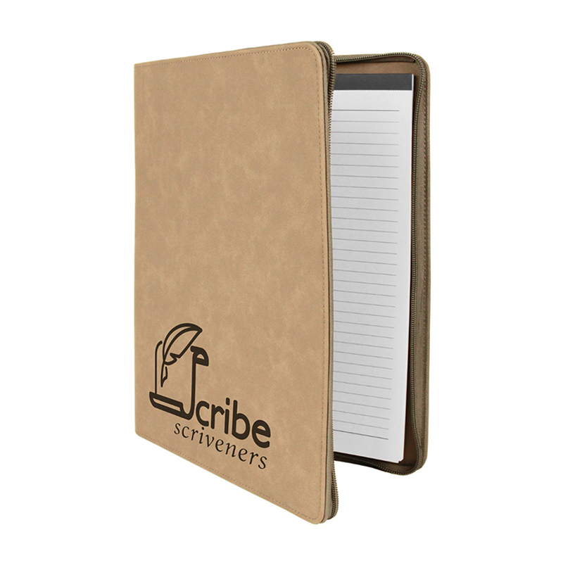 9 1/2' × 12' Leatherette Portfolio na may zipper