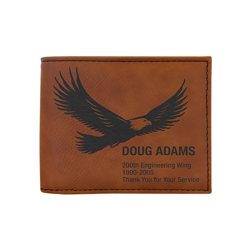 Laserable Leatherette Bi-Fold Wallet w/Flip ID Display