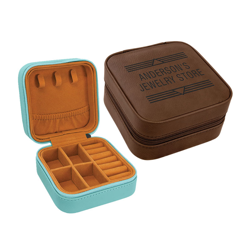 4×4 Laserable Leatherette Travel Jewelry Box na may Itim na Lining 4×4 Laserable Leatherette Travel Jewelry Box na may Itim na Lining