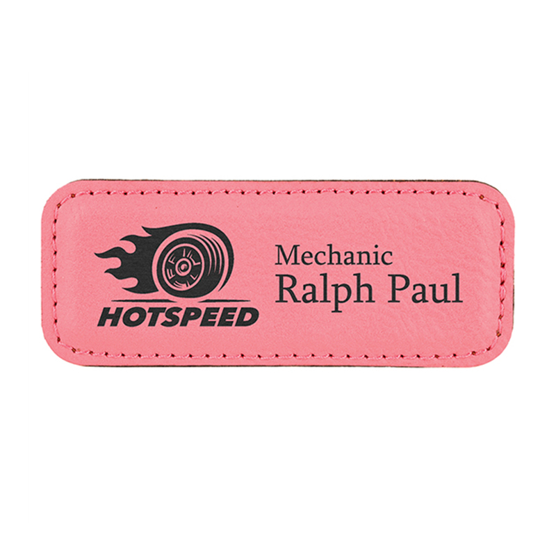 Leatherette Small Rectangle Names Badges
