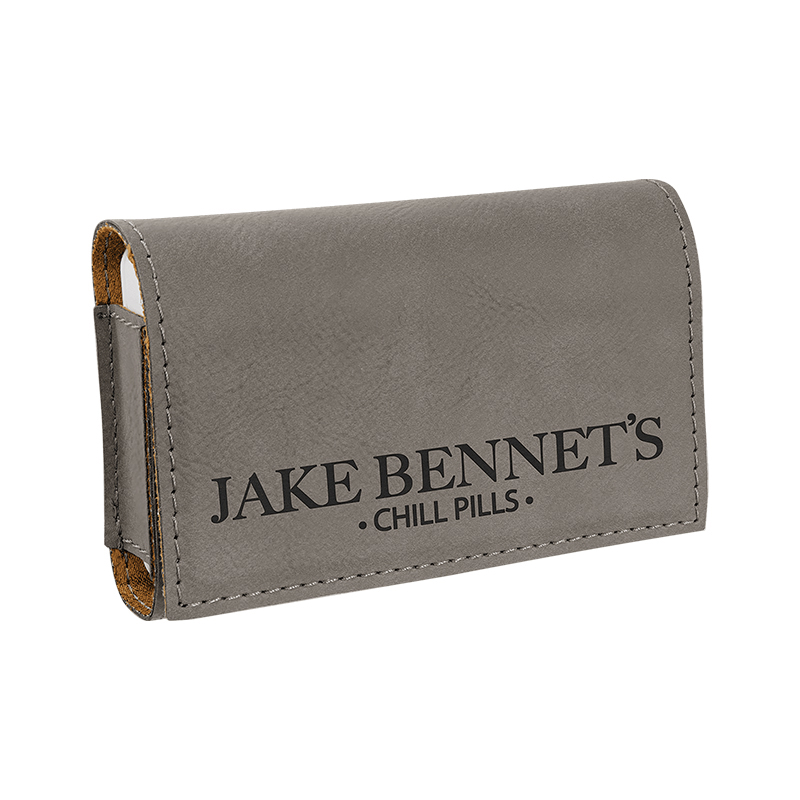 9 3/4' x 2 1/2' Laserable Leatherette Pill Box