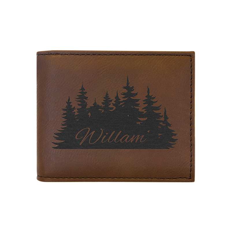 Laserable Leatherette Bi-Fold Wallet w/Flip ID Display