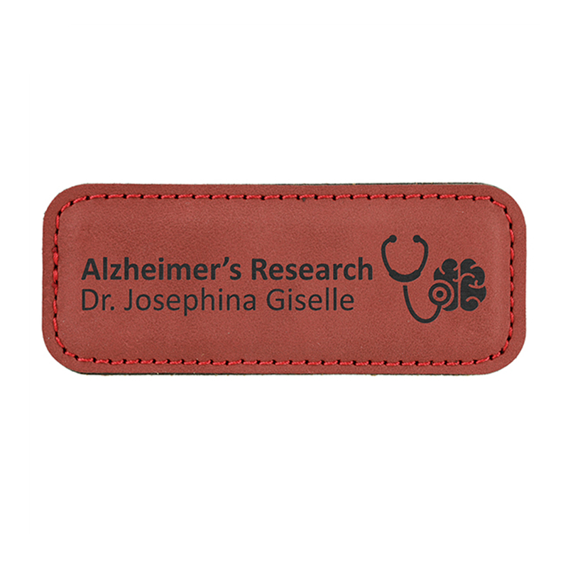 Leatherette Small Rectangle Names Badges